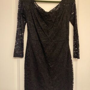 Charlotte Russe Black Lace Long Sleeve Dress